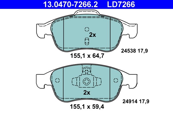 Bromsbeläggsats, Framaxel Ate Ate ceramic 13.0470-7266.2 ATE