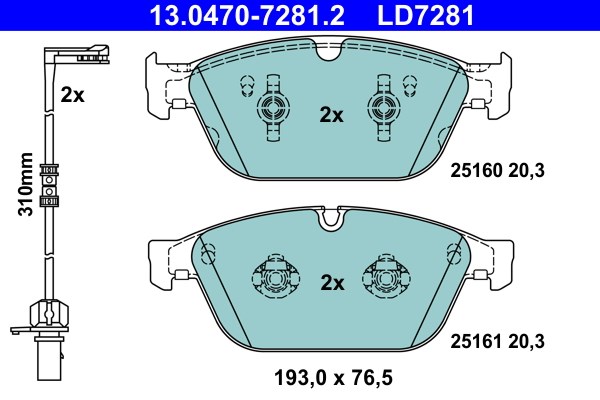 Bromsbeläggsats, Framaxel Ate Ate ceramic 13.0470-7281.2 ATE