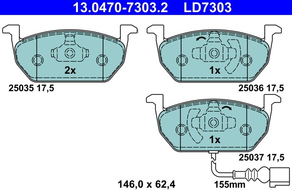 Bromsbeläggsats, Framaxel Ate Ate ceramic 13.0470-7303.2 ATE