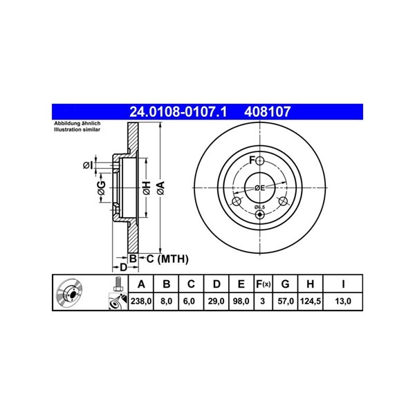 Bromsskiva Solid, Framaxel Ate 24.0108-0107.1 ATE Bromsskiva Solid, Framaxel Ate 24.0108-0107.1 ATE