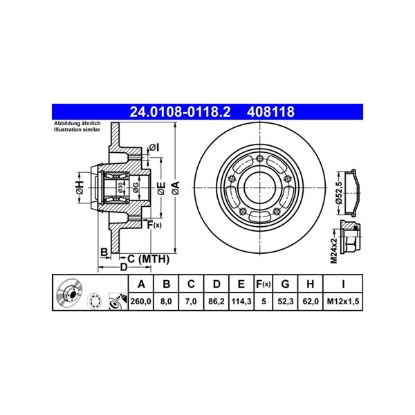 Bromsskiva Solid, Bakaxel Ate 24.0108-0118.2 ATE Bromsskiva Solid, Bakaxel Ate 24.0108-0118.2 ATE