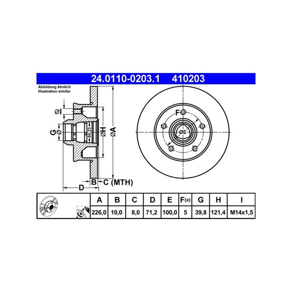 Bromsskiva Solid, Bakaxel Ate 24.0110-0203.1 ATE Bromsskiva Solid, Bakaxel Ate 24.0110-0203.1 ATE