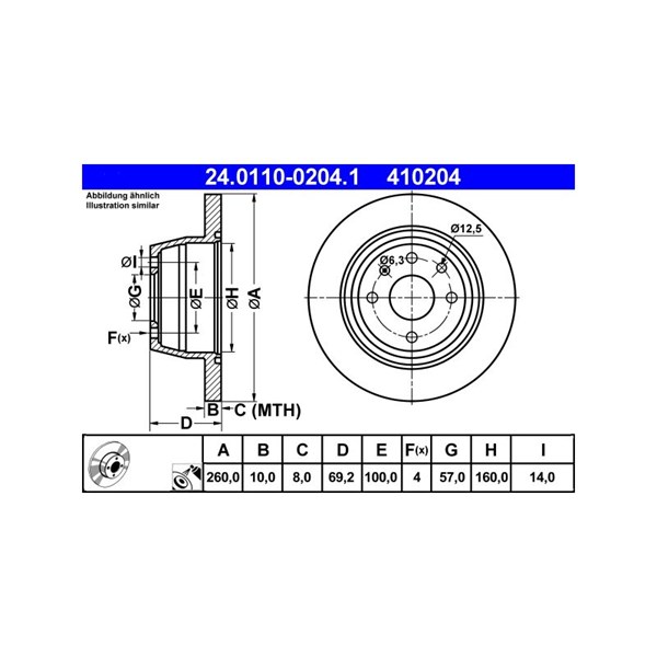 Bromsskiva Solid, Bakaxel Ate 24.0110-0204.1 ATE Bromsskiva Solid, Bakaxel Ate 24.0110-0204.1 ATE