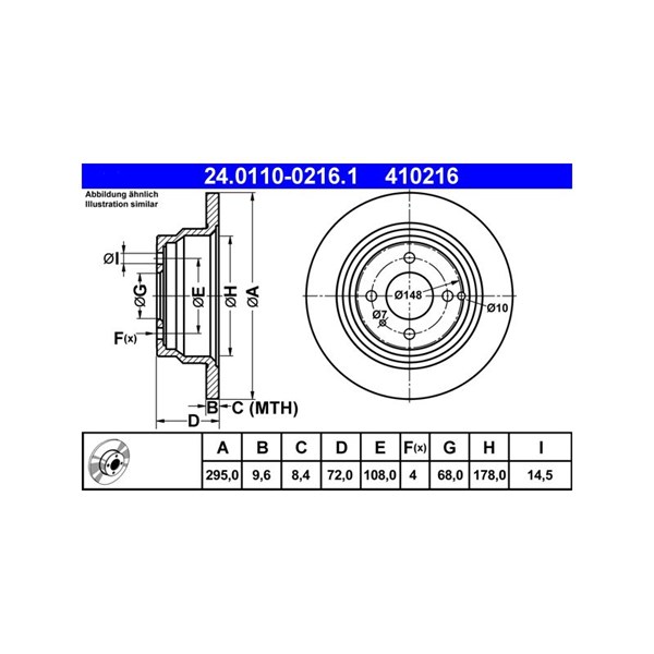 Bromsskiva Solid, Bakaxel Ate 24.0110-0216.1 ATE Bromsskiva Solid, Bakaxel Ate 24.0110-0216.1 ATE