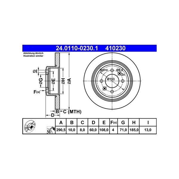 Bromsskiva Solid, Bakaxel Ate 24.0110-0230.1 ATE Bromsskiva Solid, Bakaxel Ate 24.0110-0230.1 ATE