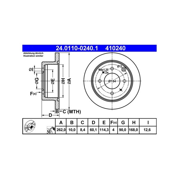 Bromsskiva Solid, Bakaxel Ate 24.0110-0240.1 ATE Bromsskiva Solid, Bakaxel Ate 24.0110-0240.1 ATE