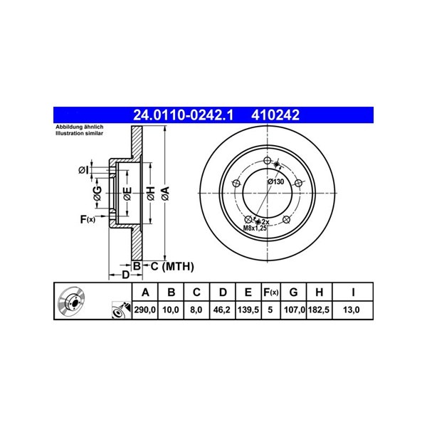 Bromsskiva Solid, Framaxel Ate 24.0110-0242.1 ATE