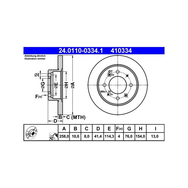 Bromsskiva Solid, Bakaxel Ate 24.0110-0334.1 ATE Bromsskiva Solid, Bakaxel Ate 24.0110-0334.1 ATE