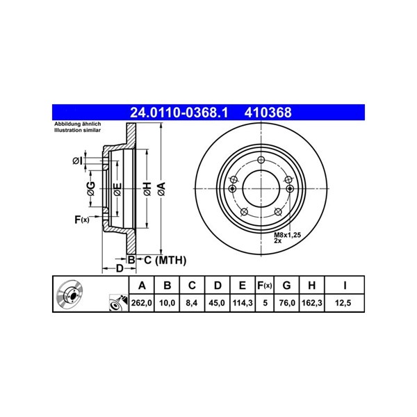 Bromsskiva Solid, Bakaxel Ate 24.0110-0368.1 ATE Bromsskiva Solid, Bakaxel Ate 24.0110-0368.1 ATE