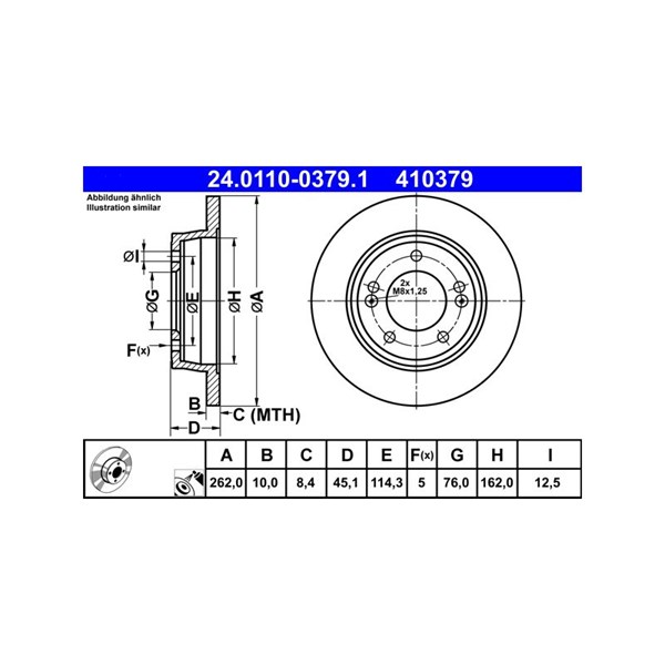 Bromsskiva Solid, Bakaxel Ate 24.0110-0379.1 ATE