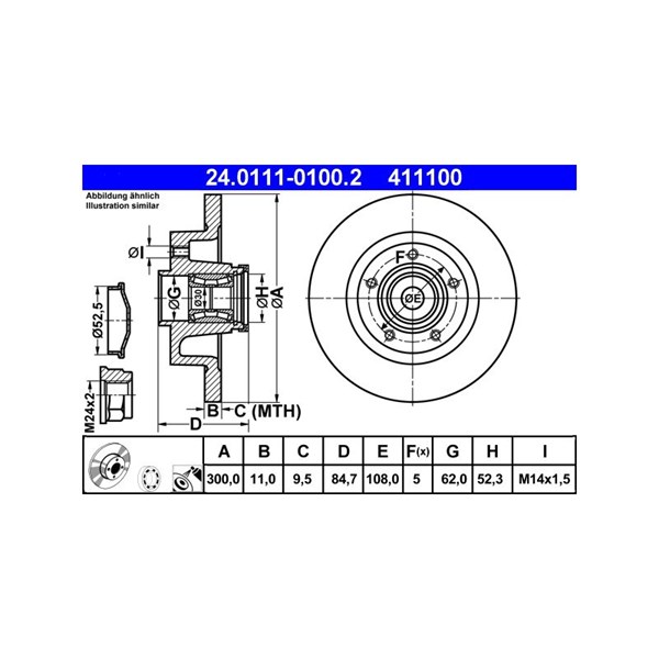 Bromsskiva Solid, Bakaxel Ate 24.0111-0100.2 ATE Bromsskiva Solid, Bakaxel Ate 24.0111-0100.2 ATE