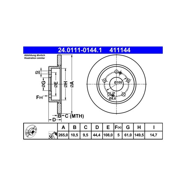 Bromsskiva Solid, Bakaxel Ate 24.0111-0144.1 ATE Bromsskiva Solid, Bakaxel Ate 24.0111-0144.1 ATE