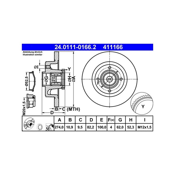 Bromsskiva Solid, Bakaxel Ate 24.0111-0166.2 ATE Bromsskiva Solid, Bakaxel Ate 24.0111-0166.2 ATE