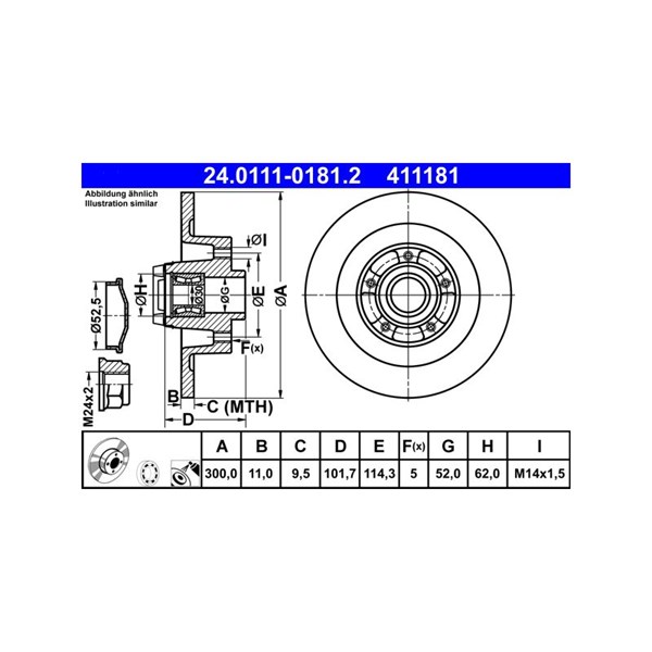 Bromsskiva Solid, Bakaxel Ate 24.0111-0181.2 ATE Bromsskiva Solid, Bakaxel Ate 24.0111-0181.2 ATE