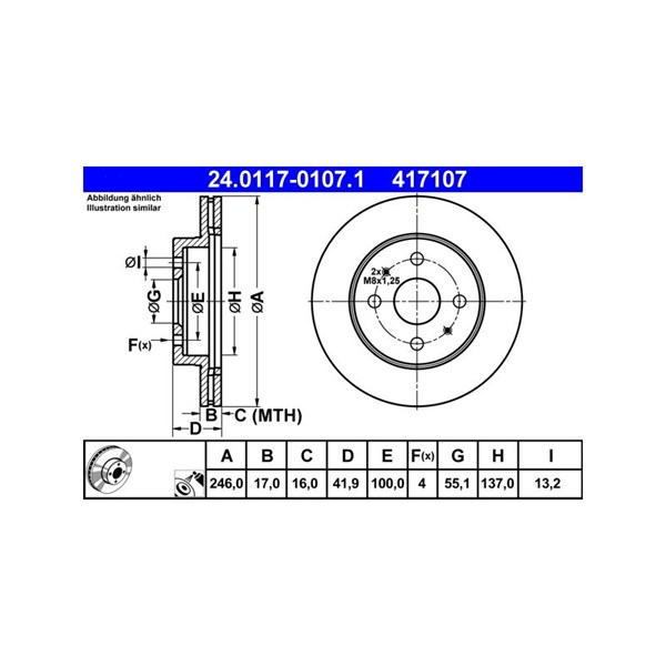 Bromsskiva Ventilerad, Framaxel Ate 24.0117-0107.1 ATE Bromsskiva Ventilerad, Framaxel Ate 24.0117-0107.1 ATE
