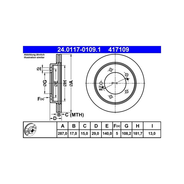 Bromsskiva Ventilerad, Framaxel Ate 24.0117-0109.1 ATE Bromsskiva Ventilerad, Framaxel Ate 24.0117-0109.1 ATE