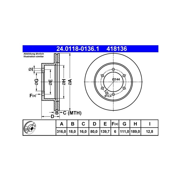 Bromsskiva Ventilerad, Bakaxel Ate 24.0118-0136.1 ATE Bromsskiva Ventilerad, Bakaxel Ate 24.0118-0136.1 ATE