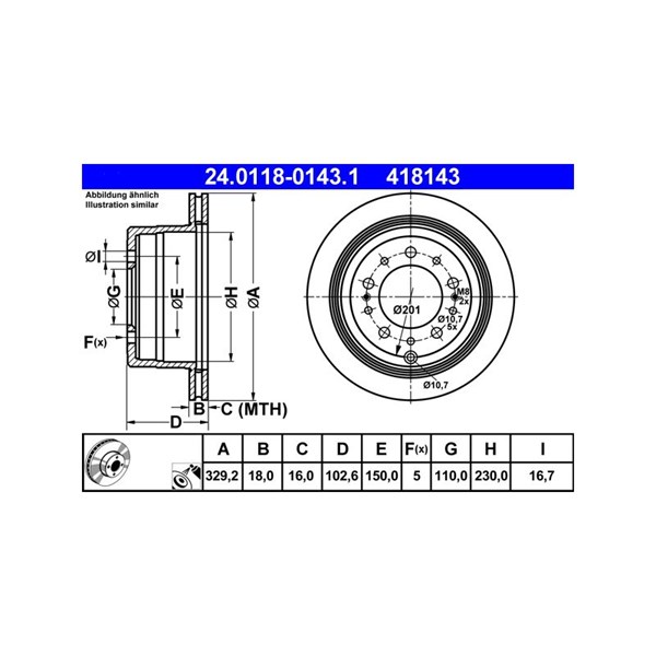 Bromsskiva Ventilerad, Bakaxel Ate 24.0118-0143.1 ATE Bromsskiva Ventilerad, Bakaxel Ate 24.0118-0143.1 ATE