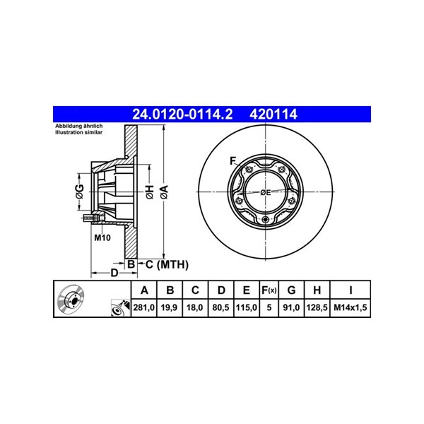 Bromsskiva Solid, Framaxel Ate 24.0120-0114.2 ATE Bromsskiva Solid, Framaxel Ate 24.0120-0114.2 ATE