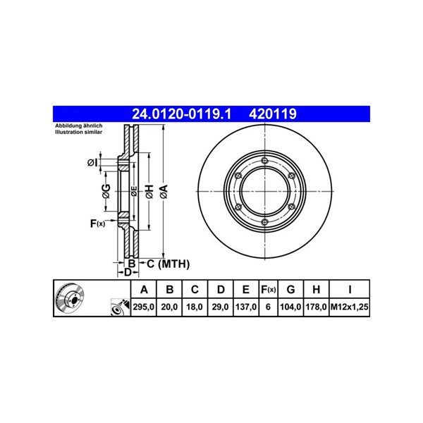 Bromsskiva Ventilerad, Framaxel Ate 24.0120-0119.1 ATE