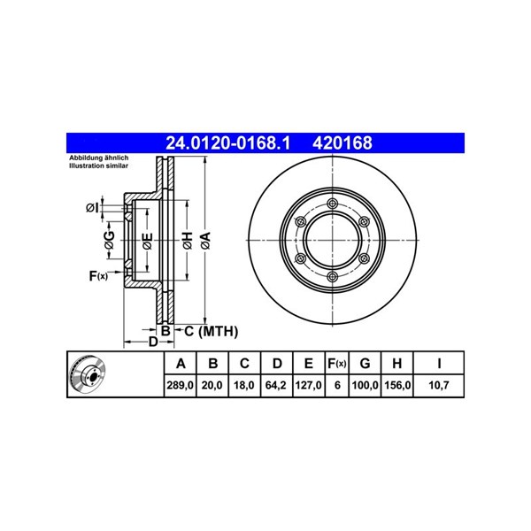 Bromsskiva Ventilerad, Framaxel Ate 24.0120-0168.1 ATE