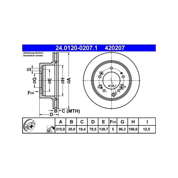 Bromsskiva Ventilerad, Bakaxel Ate 24.0120-0207.1 ATE Bromsskiva Ventilerad, Bakaxel Ate 24.0120-0207.1 ATE