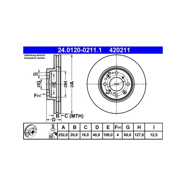 Bromsskiva Ventilerad, Framaxel Ate 24.0120-0211.1 ATE Bromsskiva Ventilerad, Framaxel Ate 24.0120-0211.1 ATE