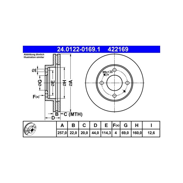 Bromsskiva Ventilerad, Framaxel Ate 24.0122-0169.1 ATE