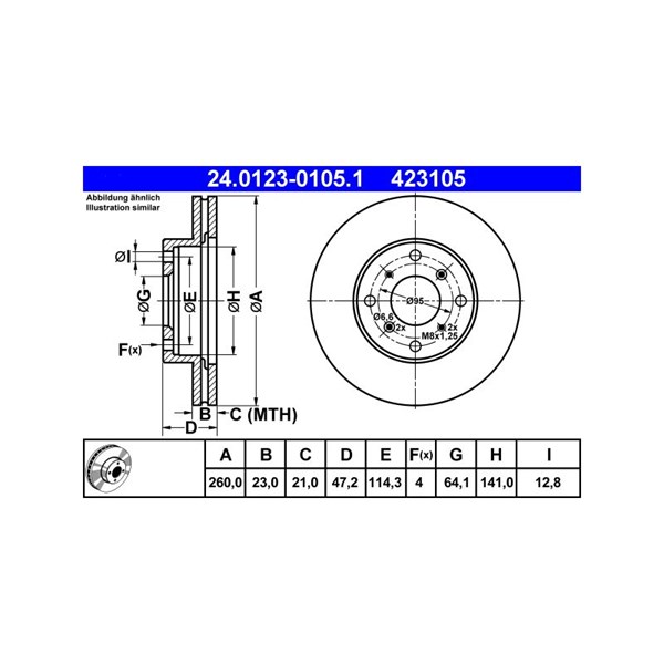 Bromsskiva Ventilerad, Framaxel Ate 24.0123-0105.1 ATE Bromsskiva Ventilerad, Framaxel Ate 24.0123-0105.1 ATE