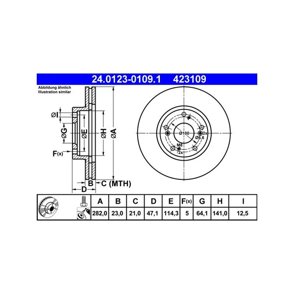 Bromsskiva Ventilerad, Framaxel Ate 24.0123-0109.1 ATE Bromsskiva Ventilerad, Framaxel Ate 24.0123-0109.1 ATE