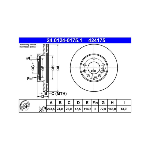 Bromsskiva Ventilerad, Framaxel Ate 24.0124-0175.1 ATE Bromsskiva Ventilerad, Framaxel Ate 24.0124-0175.1 ATE