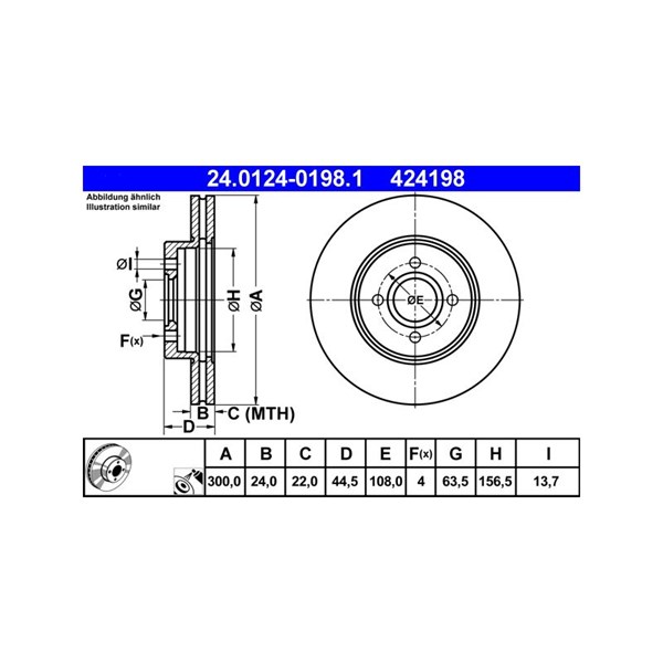 Bromsskiva Ventilerad, Framaxel Ate 24.0124-0198.1 ATE