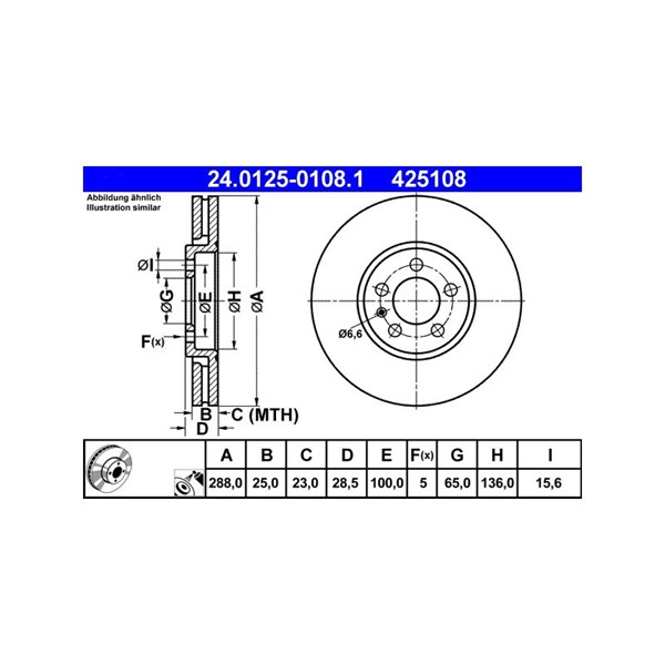 Bromsskiva Ventilerad, Framaxel Ate 24.0125-0108.1 ATE Bromsskiva Ventilerad, Framaxel Ate 24.0125-0108.1 ATE