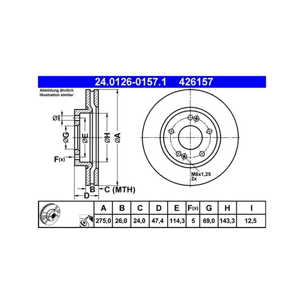 Bromsskiva Ventilerad, Framaxel Ate 24.0126-0157.1 ATE