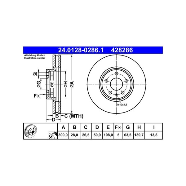 Bromsskiva Ventilerad, Framaxel Ate 24.0128-0286.1 ATE