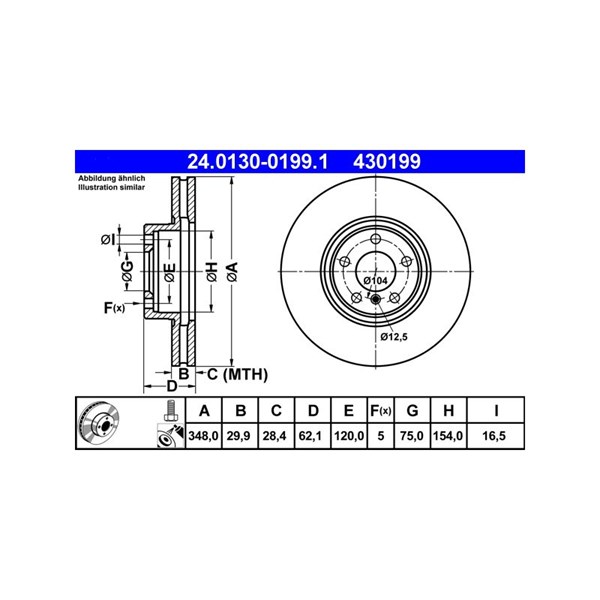 Bromsskiva Ventilerad, Framaxel Ate 24.0130-0199.1 ATE