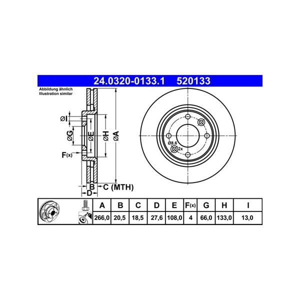 Bromsskiva Ventilerad, Framaxel Ate Powerdisc 24.0320-0133.1 ATE Bromsskiva Ventilerad, Framaxel Ate Powerdisc 24.0320-0133.1 ATE