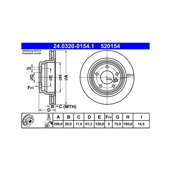 Bromsskiva Ventilerad, Bakaxel Ate Powerdisc 24.0320-0154.1 ATE Bromsskiva Ventilerad, Bakaxel Ate Powerdisc 24.0320-0154.1 ATE
