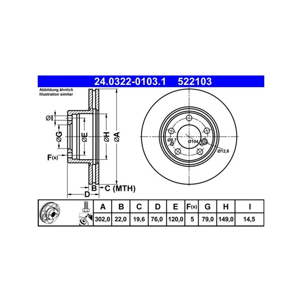 Bromsskiva Ventilerad, Framaxel Ate Powerdisc 24.0322-0103.1 ATE Bromsskiva Ventilerad, Framaxel Ate Powerdisc 24.0322-0103.1 ATE