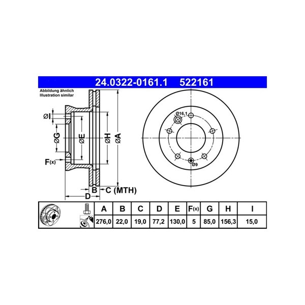 Bromsskiva Ventilerad, Framaxel Ate Powerdisc 24.0322-0161.1 ATE Bromsskiva Ventilerad, Framaxel Ate Powerdisc 24.0322-0161.1 ATE