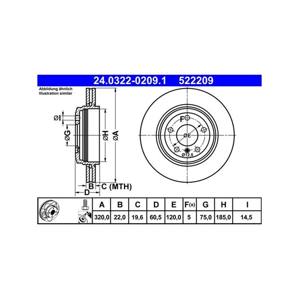 Bromsskiva Ventilerad, Bakaxel Ate Powerdisc 24.0322-0209.1 ATE Bromsskiva Ventilerad, Bakaxel Ate Powerdisc 24.0322-0209.1 ATE