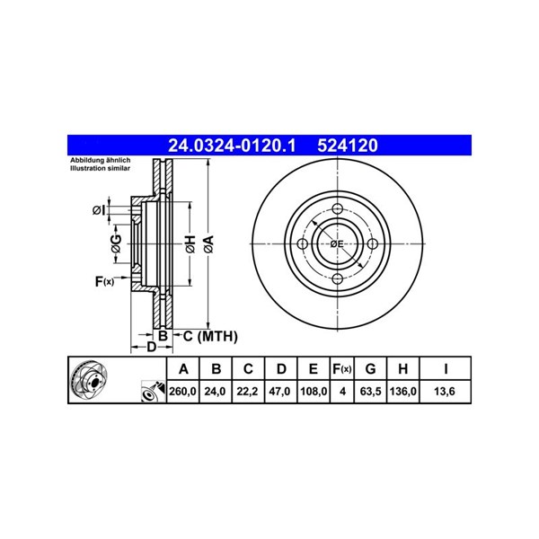Bromsskiva Ventilerad, Framaxel Ate Powerdisc 24.0324-0120.1 ATE Bromsskiva Ventilerad, Framaxel Ate Powerdisc 24.0324-0120.1 ATE