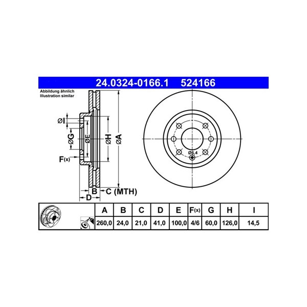 Bromsskiva Ventilerad, Framaxel Ate Powerdisc 24.0324-0166.1 ATE Bromsskiva Ventilerad, Framaxel Ate Powerdisc 24.0324-0166.1 ATE
