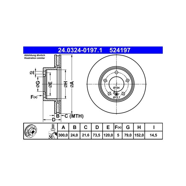 Bromsskiva Ventilerad, Framaxel Ate Powerdisc 24.0324-0197.1 ATE Bromsskiva Ventilerad, Framaxel Ate Powerdisc 24.0324-0197.1 ATE