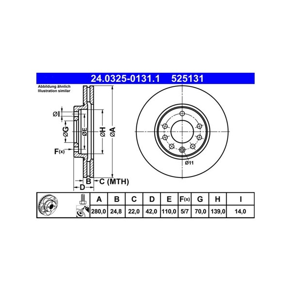 Bromsskiva Ventilerad, Framaxel Ate Powerdisc 24.0325-0131.1 ATE Bromsskiva Ventilerad, Framaxel Ate Powerdisc 24.0325-0131.1 ATE