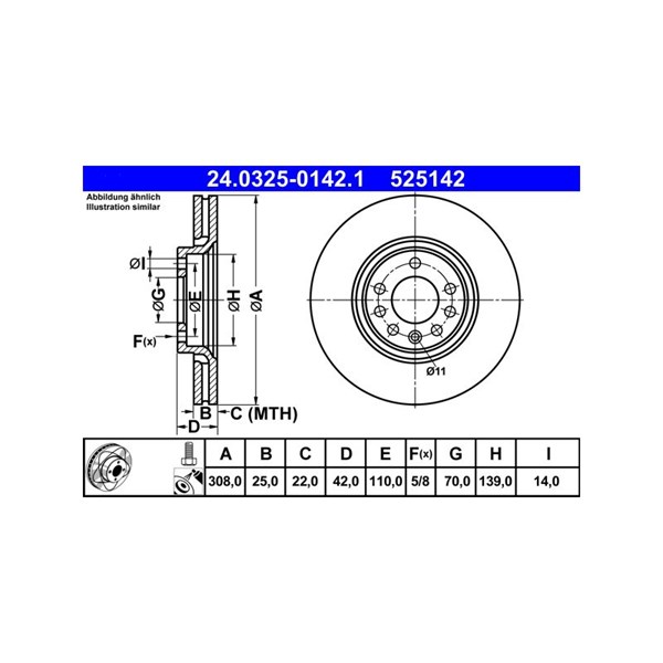 Bromsskiva Ventilerad, Framaxel Ate Powerdisc 24.0325-0142.1 ATE Bromsskiva Ventilerad, Framaxel Ate Powerdisc 24.0325-0142.1 ATE