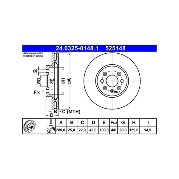 Bromsskiva Ventilerad, Framaxel Ate Powerdisc 24.0325-0148.1 ATE Bromsskiva Ventilerad, Framaxel Ate Powerdisc 24.0325-0148.1 ATE