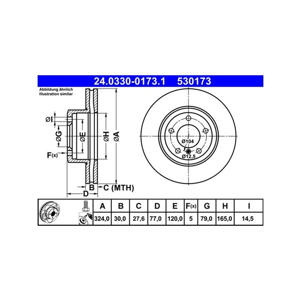 Bromsskiva Ventilerad, Framaxel Ate Powerdisc 24.0330-0173.1 ATE Bromsskiva Ventilerad, Framaxel Ate Powerdisc 24.0330-0173.1 ATE