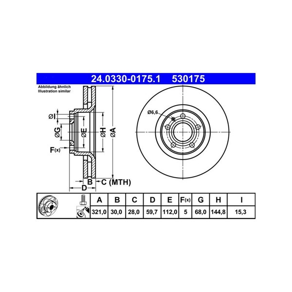 Bromsskiva Ventilerad, Framaxel Ate Powerdisc 24.0330-0175.1 ATE Bromsskiva Ventilerad, Framaxel Ate Powerdisc 24.0330-0175.1 ATE