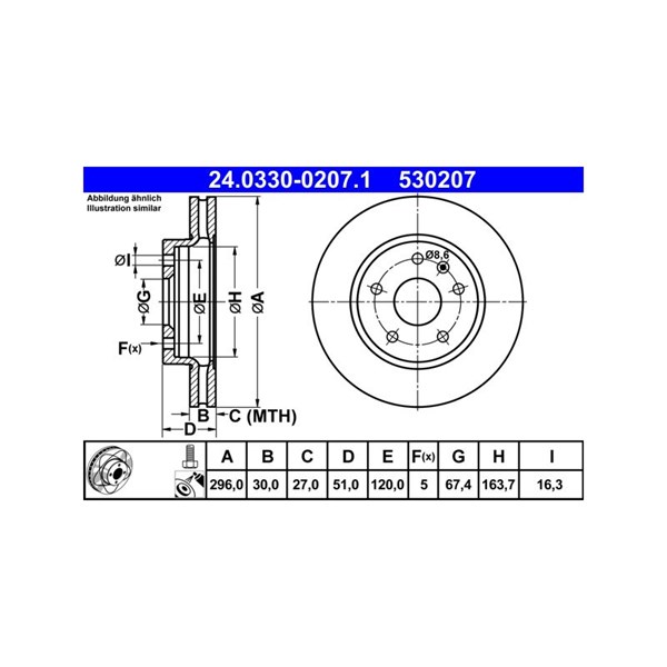 Bromsskiva Ventilerad, Framaxel Ate Powerdisc 24.0330-0207.1 ATE Bromsskiva Ventilerad, Framaxel Ate Powerdisc 24.0330-0207.1 ATE